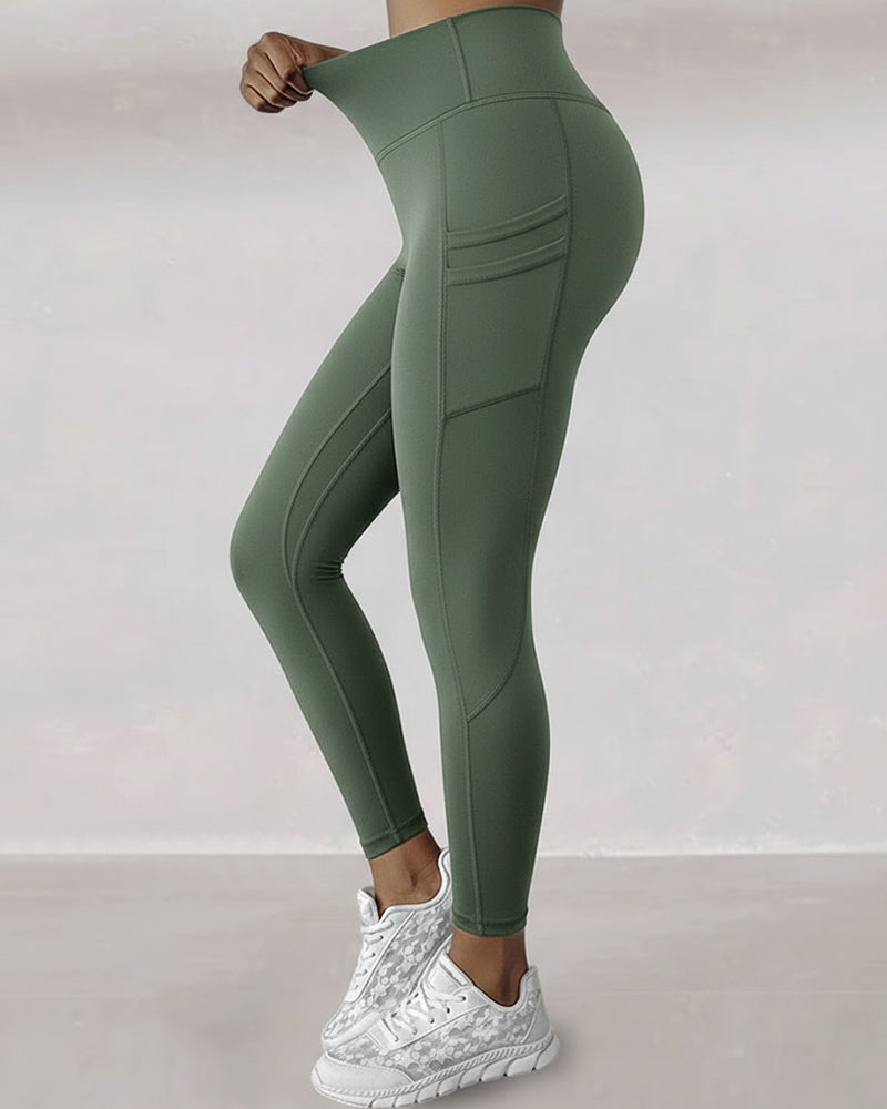 Winter Warm High Waisted Workout Athletic Leggings Tummy Control Butt Lifting Ultra Soft Thermal Lined Yoga Pants Women's Sportswear with Stacked Slit Pockets On Side